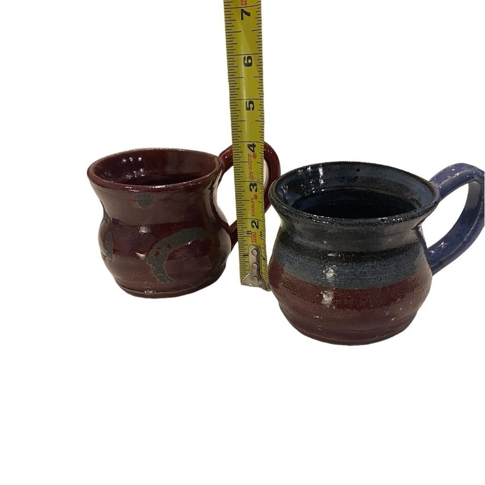 Hand Thrown Pottery Coffee Mug- Set of 2 - Signed by Artist Rustic Farmhouse. - Picture 10 of 12